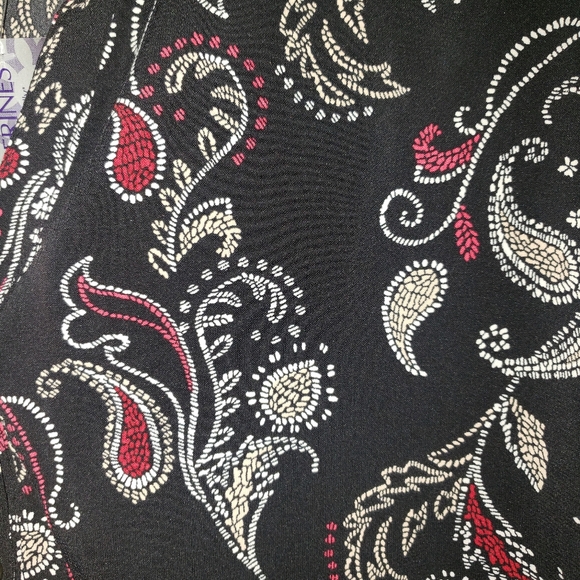 Plus Size 4X New 30/32 Paisely Print dressy black blouse women's top shirt work - Picture 3 of 5